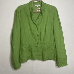 Coldwater Creek 100% Linen Long Sleeve Button Front Blazer Jacket Women Size L